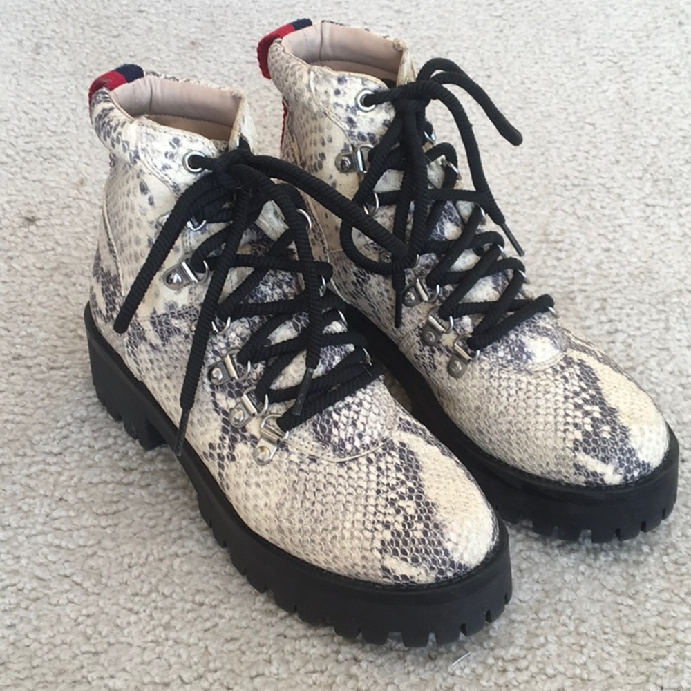 STEVE MADDEN/“BAM”NY90 SNAKESKIN RED STRIPE BOOTS